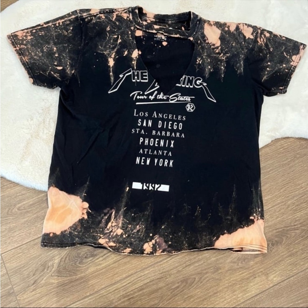 BooHoo Cut and Dyed Band Tee